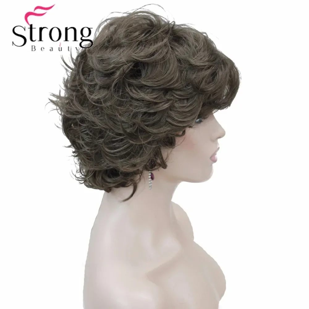 StrongBeauty Short Wavy Soft Classic Cap Full Synthetic Wig Brown Women's Wigs COLOUR CHOICES