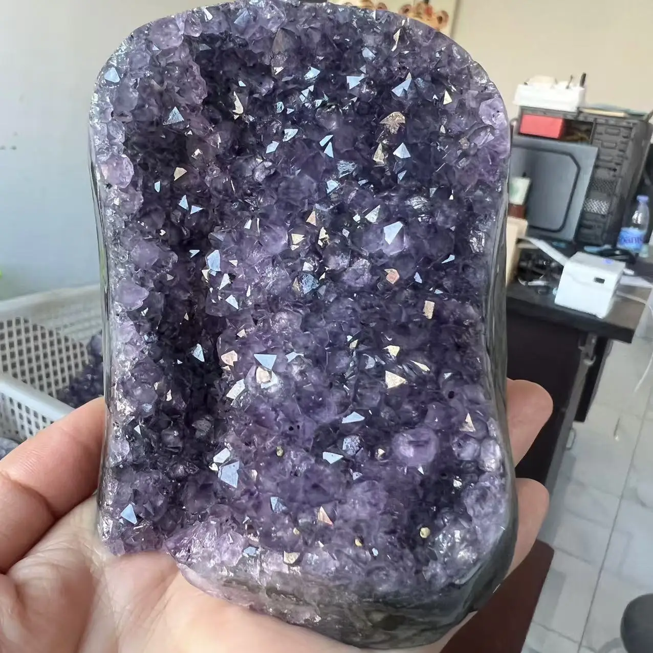 776g 11.5cm  Natural Uruguay Dream Amethyst Quartz Crystal Cluster stand