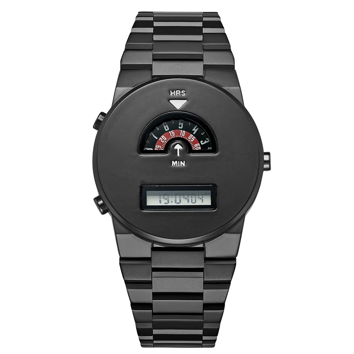 Unique Niche Retro Functional Watch Unisex Analog Digital Dual Screen Stainless Steel Strap Y2K Futuristic Electronic Wristwatch