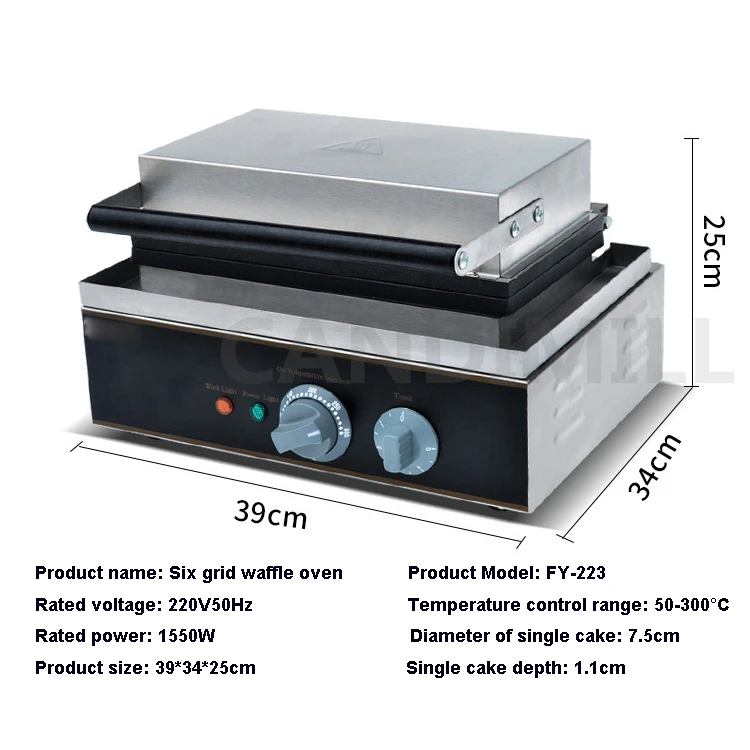 상업용 전기 와플 메이커, 붙지 않는 원형 와플 기계, 벨기에 와플 베이커, 격자 케이크 머핀 토스터기