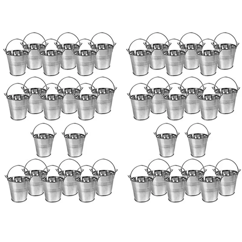 

LLCS-40Pcs Mini Metal Bucket Portable Flower Pot Vases Planters Lovely Candy Box For Wedding Party Home Decoration