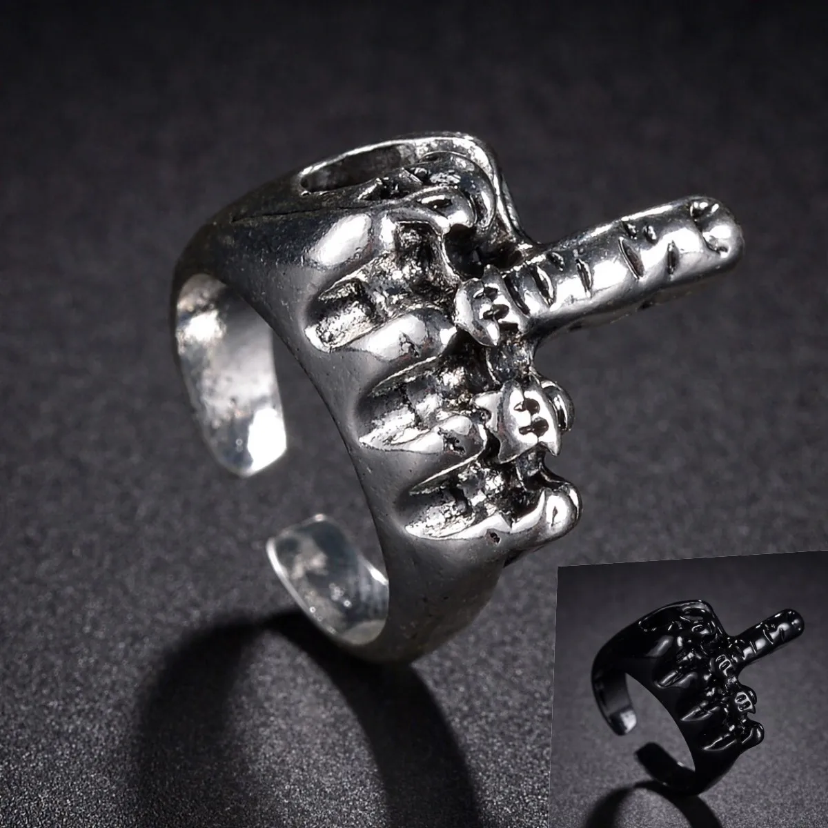 Simple Trend Funny Middle Finger Ring Hip Hop Fuxk You Vintage Rings For Man Couple Party New Gifts Jewelry