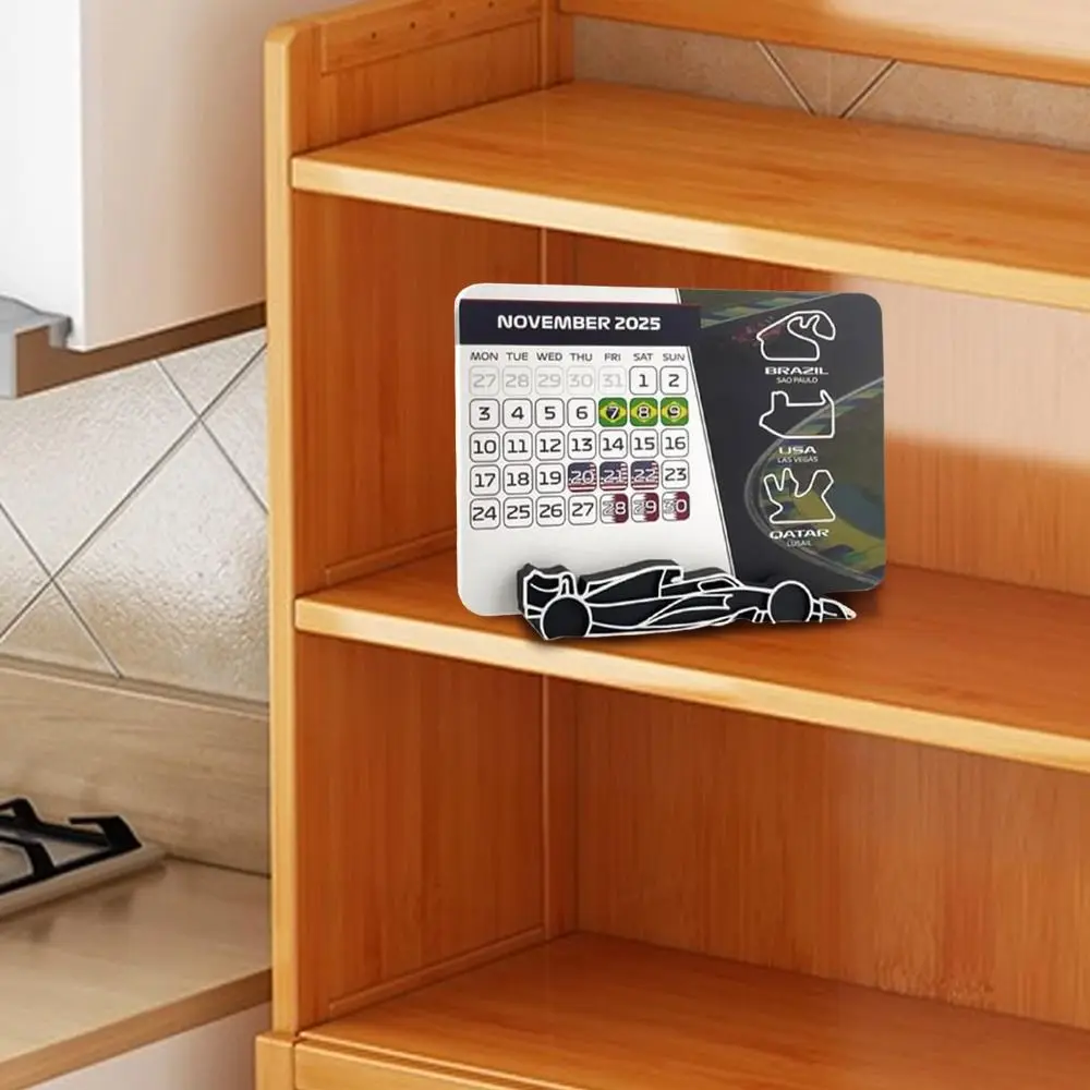 Formel 1 2025 Rennkalender 7,0" x 5,5" mit F1 Autoständer Motorsport-Enthusiastenkalender F1 Rennplankalender als Geschenk