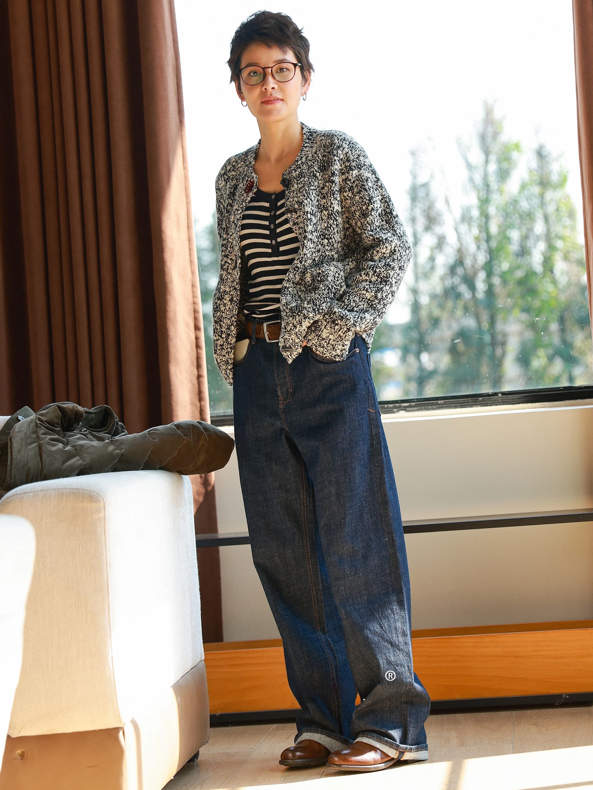 

Джинсы MsDiion винтажные свободные прямые классические из хлопка с высокой талией, всесезонные, женские, премиум-качество, без стрейча