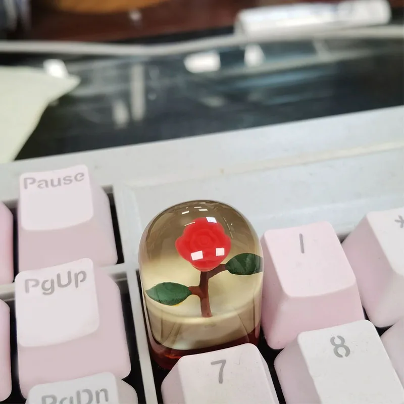 Imagem -06 - Acessórios Mecânicos do Teclado da Resina 3d Keycaps Personalizados Rosa Vermelha Chave Criativa da Substituição para a Cereja Eixo Transversal