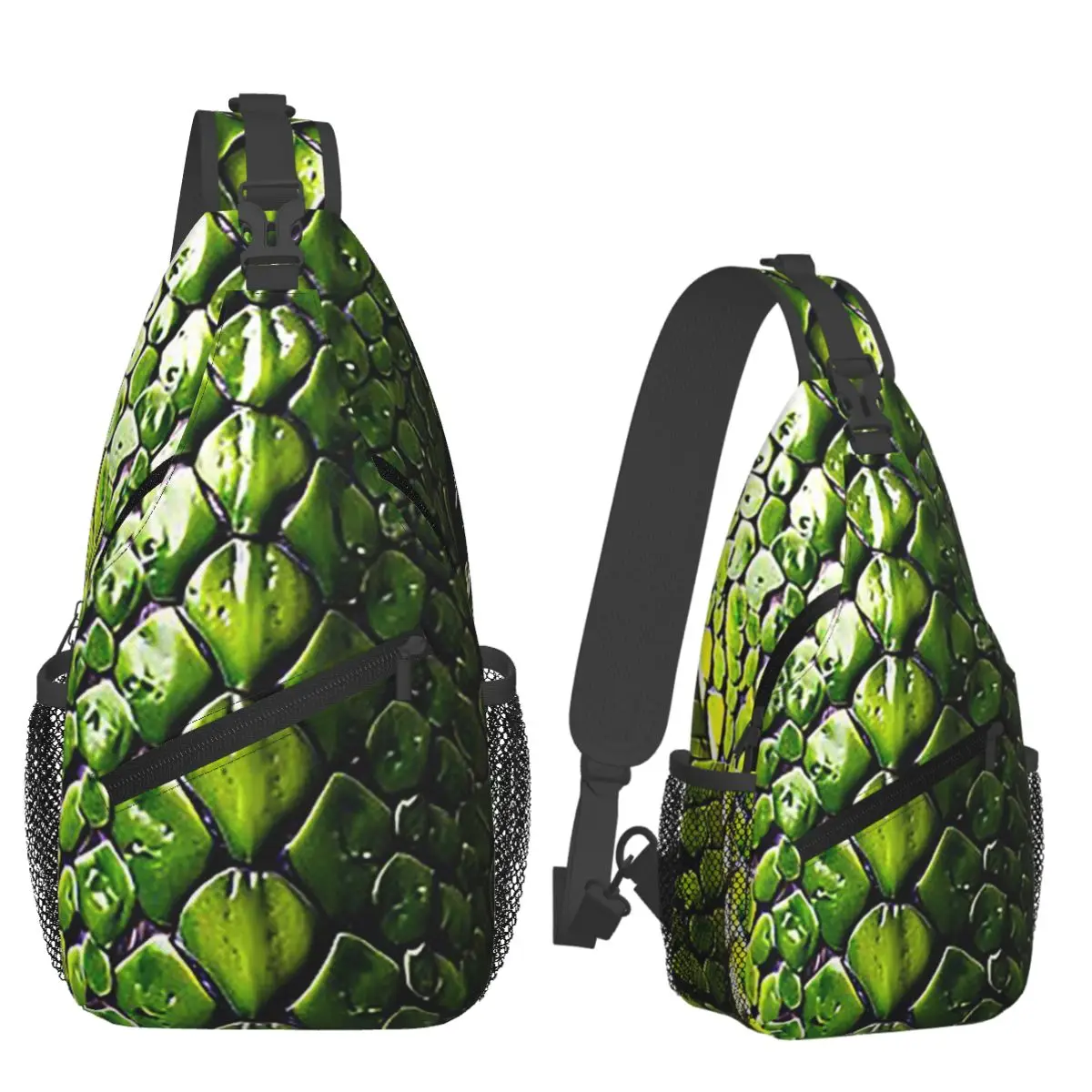 Snake Skin Green Snake Serpent Animal Print Viper Fashion Chest Bag Men Sling Crossbody Backpack Chest Bag Daypack Shoulder Bag