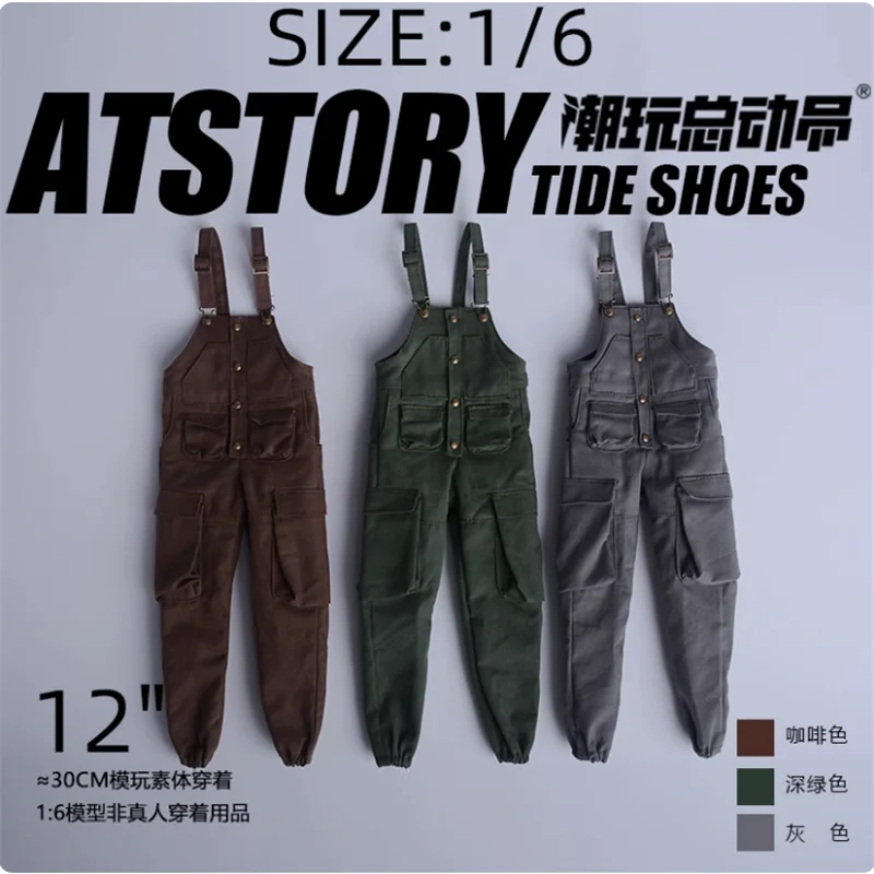

ATStory 1/6 Scale Soldier Loose Vest Bib Overalls Vintage Jumpsuit Cargo Pants Model For 12'' Action Figure Body In Stock