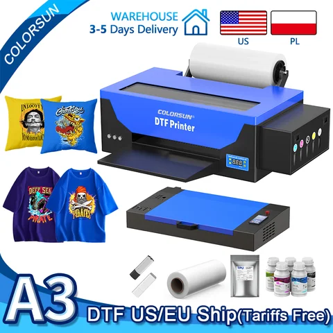 Colorsun DTF Printer Impressora A4/A3 Direct to Film T-Shirt Printing Machine Digital Inkjet DTF Printers For T-Shirt Hoodies