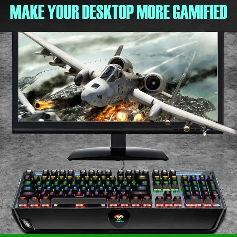 Teclado retroiluminado con LED arcoíris U55C, sensación cómoda, tecla para juegos para computadora escritorio