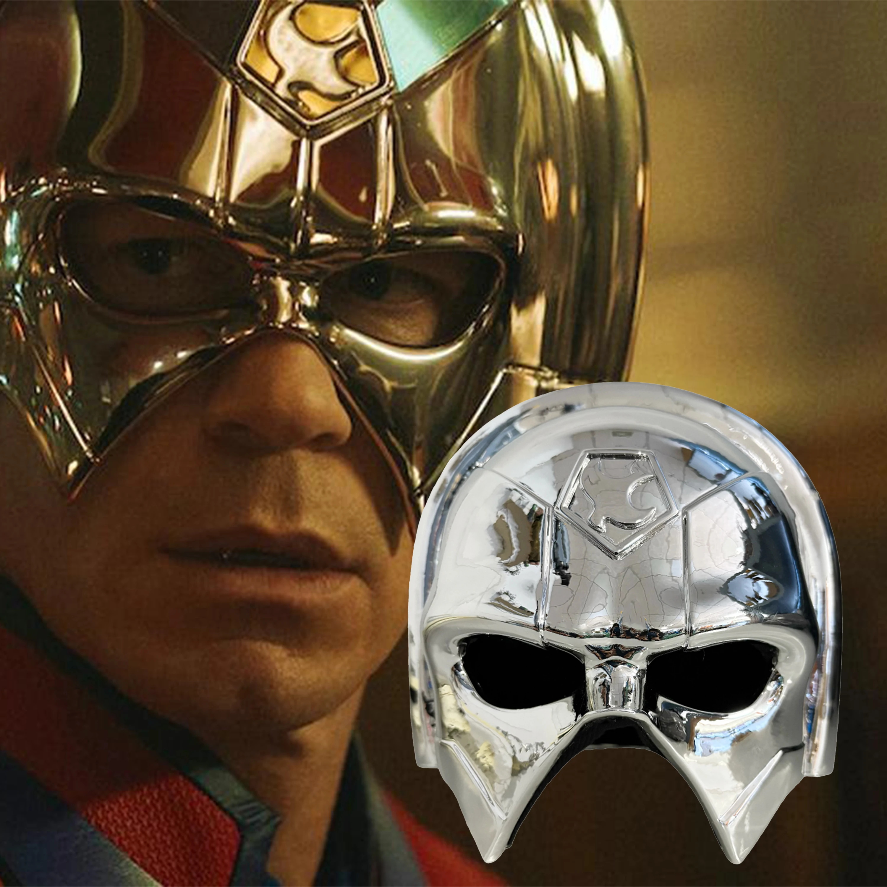 Peacemaker The Suicide Squad Helmet Chrome Plated Cosplay Mask DC Adult Wearable Armor Halloween Gift view 5