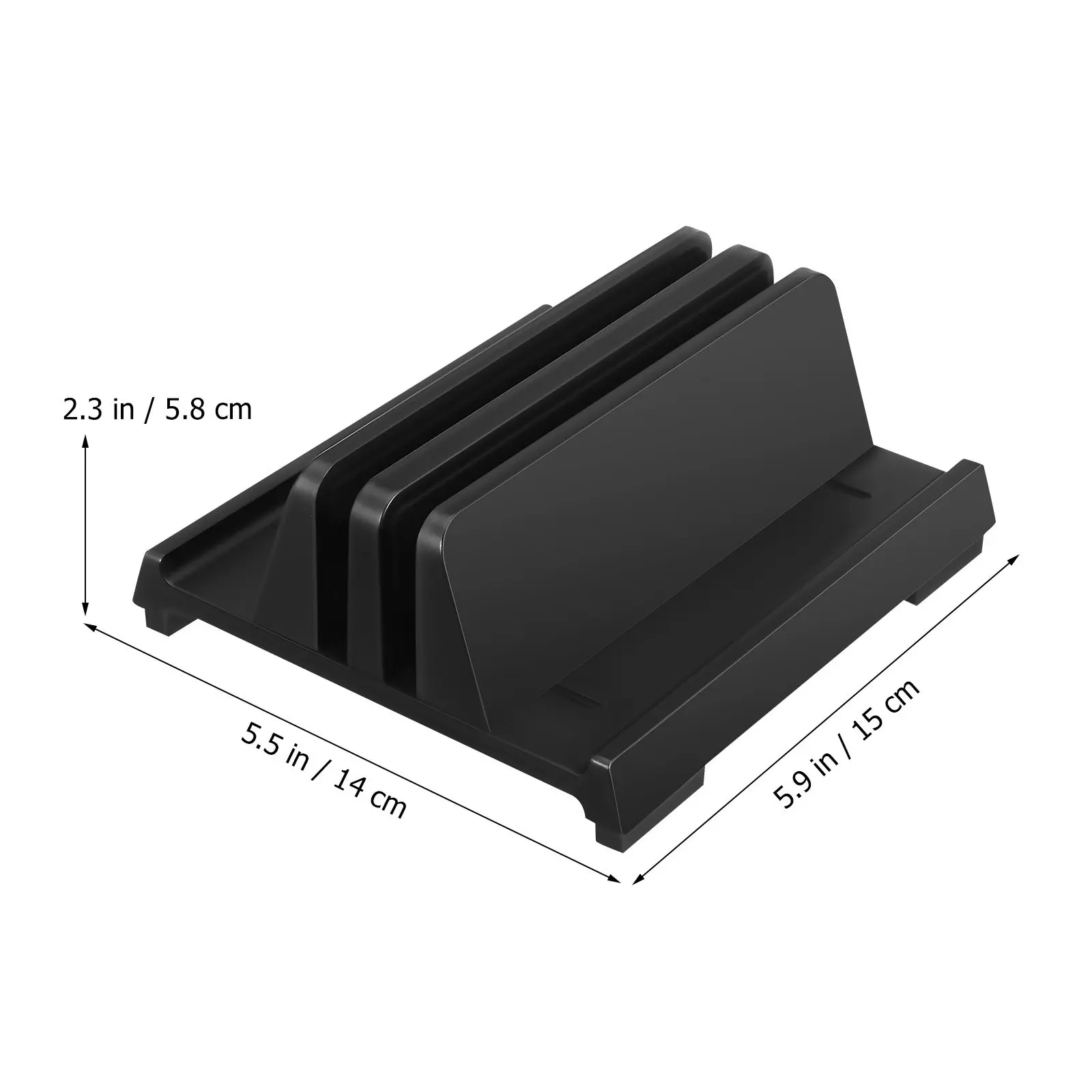 Adjustable Laptop Vertical Stand Dual Slot Design Fits Laptop Tablet Phone Simultaneously Padded Walls Nonslip Bottom Desk Space