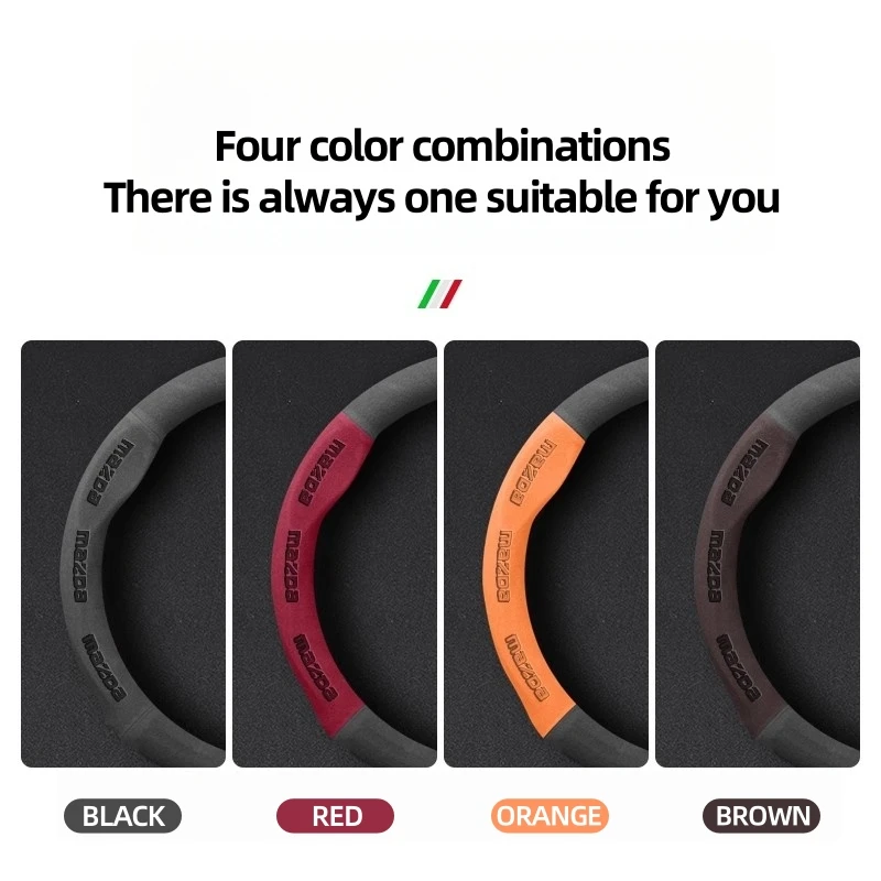Car 3D Logo Leather Steering Wheel Cover For Mazda 2 3 5 6 BL BM GJ Atenza Axela Demio CX-3 CX3 CX-5 CX5 CX7 CX-7 CX-9 CX8 MX-5 view 2