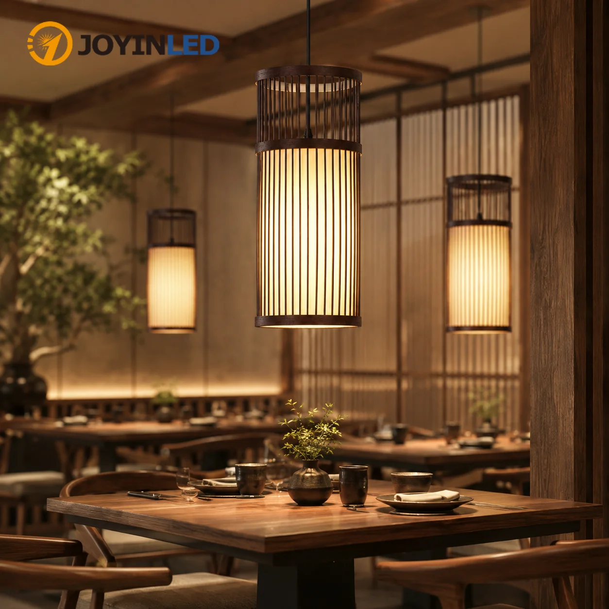 JOYINLED Natural Bamboo Chandelier Handmade Wicker Pendant Light Rustic Farmhouse Hanging Lamp for Kitchen Living Room Dining