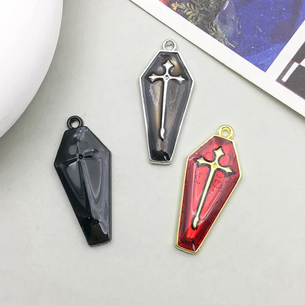 

10Pcs Multi Color Cross Coffin Charms Alloy Pendants DIY Halloween Gothic Jewelry Accessories Cross Pendants for Jewelry Making