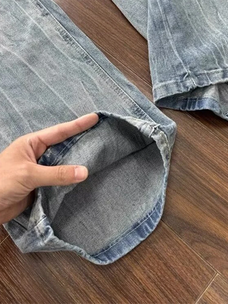 Cleanfit الأمريكية شارع العليا Thiened الشتاء الرجال الجينز واسعة الساق الدنيم السراويل عارضة طويلة السراويل الشباب Faion ارتداء #4