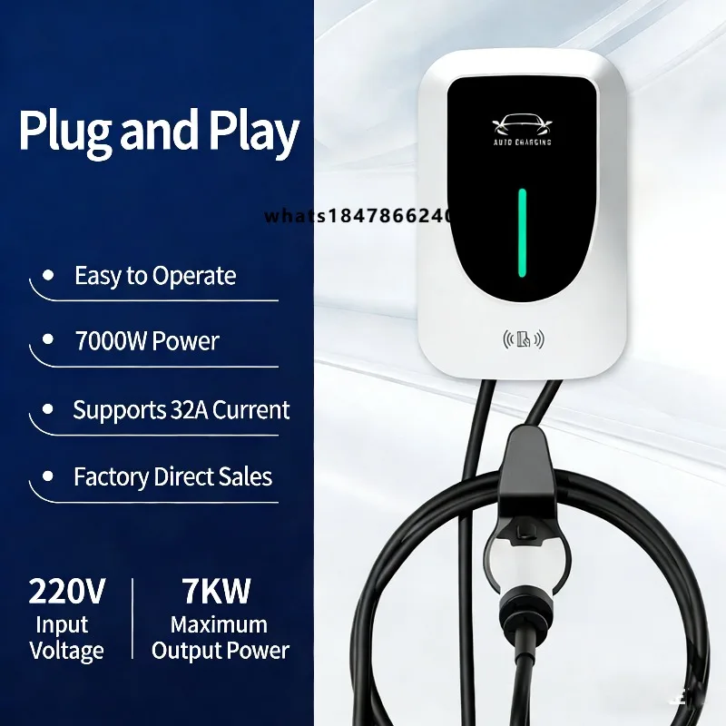 New Energy Charging Pile Solar Wall Box Type 2 Electric Vehicle Charger 7kW 32A, Electric Wall Box Electric Charger