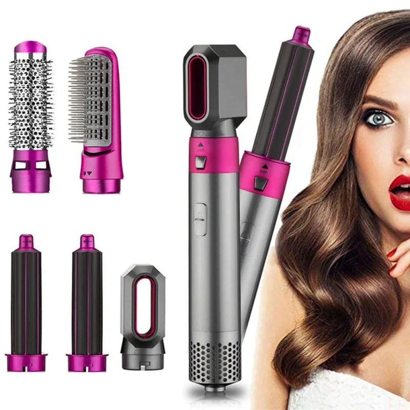 5 In 1 Professional Curling Iron Detachable Hot Air Comb Hair Dryer Automatic Hair Suction Air Curl