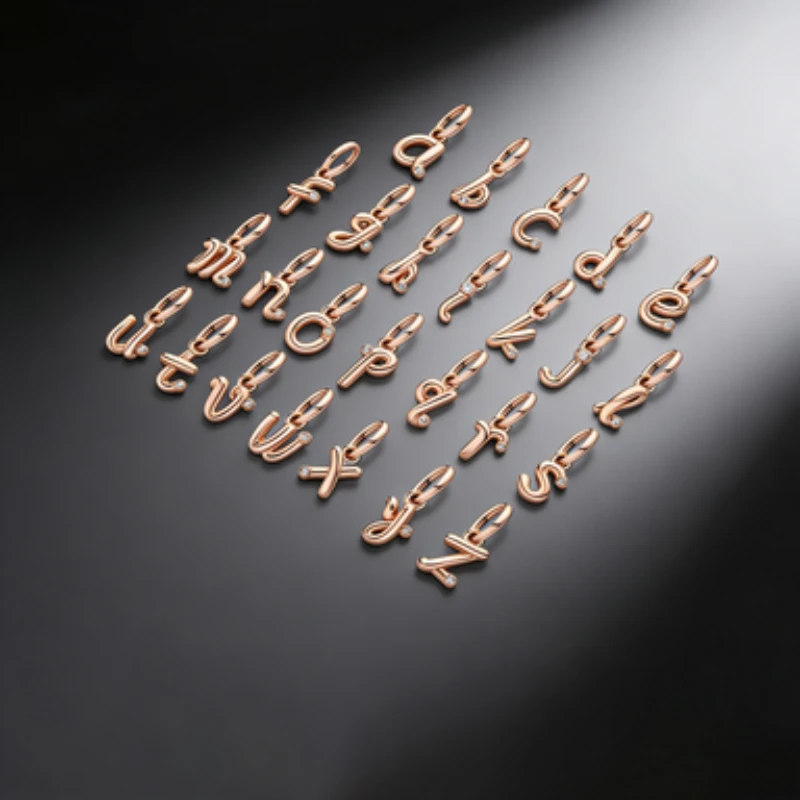 

Rose Gold Plated Cursive Alphabet A-Z Charms for Bracelet DIY Jewelry Making Personalized Initial Pendant Beads for Women Gift