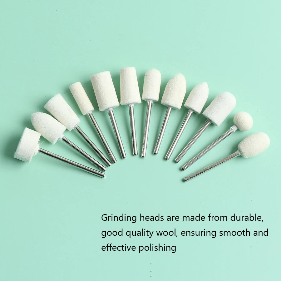 12Pcs Wool Polishing Drill Bits Set, Nail Sponge Drill Cone for Electric Nail File Manicure Polishing and Buffing