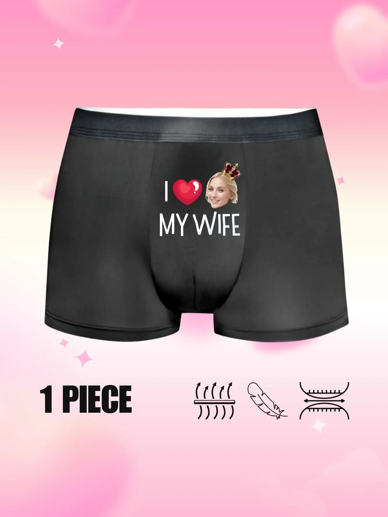 شخصية أنا أحب زوجتي ملخصات الملاكم الوجه - هدية مخصصة للزوج، ملابس داخلية لعيد الحب الذكرى السنوية، طباعة التاج، Hombre Regalo #3