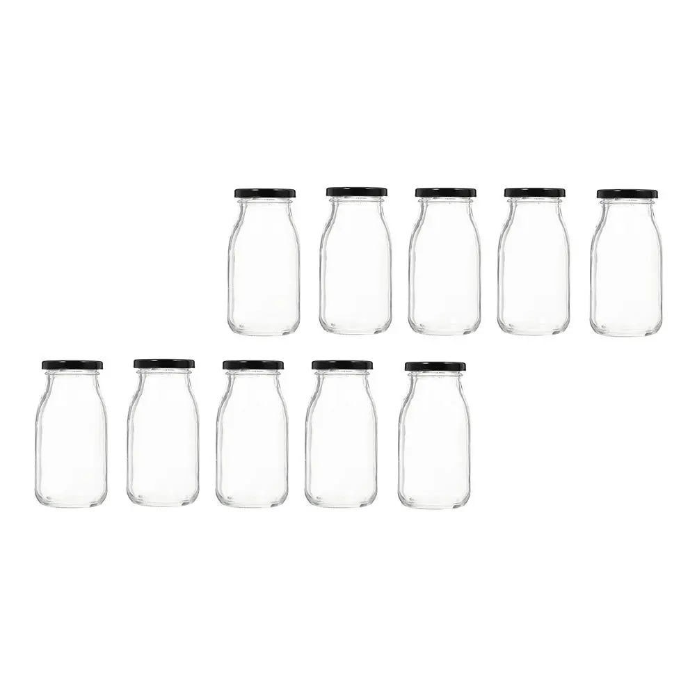 

10Pcs Glass Yogurt Bottles Milk Holders Transparent Beverage Containers Quality Sealing Effect Easy Cleaning