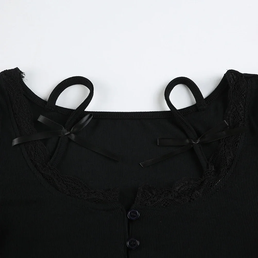 

Casual Wear Lace T-shirt For Casual Occasions Black Solid Color Style Brand New Condition Daily Wear Lace Design