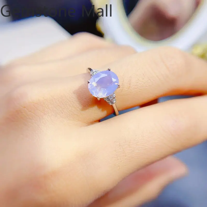 Lavender Amethyst Ring for Woman 8mm*10mm 3ct Natural Light Purple Amethyst 925 Silver Ring with 3 Layers Gold Plating