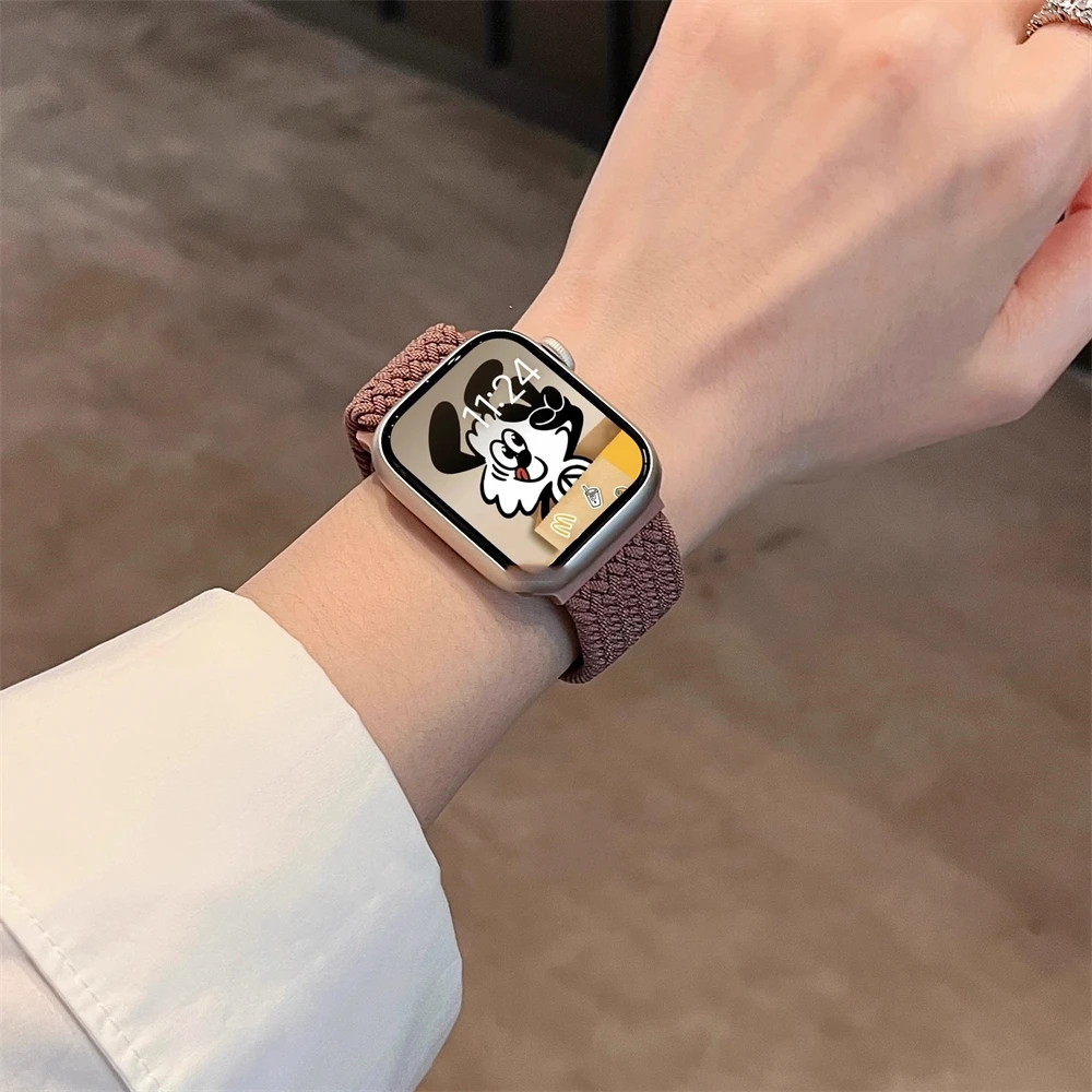 Apple Watch用ナイロン編組弾性バンド、かわいいガーリー、磁気バックル、ウルトラシリーズ9、8、se、7、6、5、4、3、44mm、40mm、45mm、41mm、49mm、42mm、38