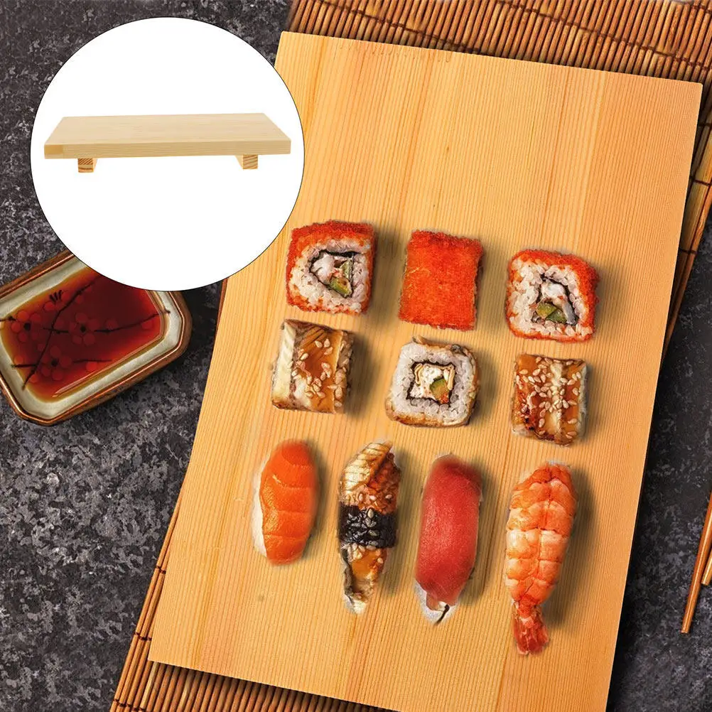 2Pcs Bamboo Sushi Board Tray Food Safe Sushi Plate for Rolls Sashimi Nigiri Snack Serving Dish Environmentally Friendly