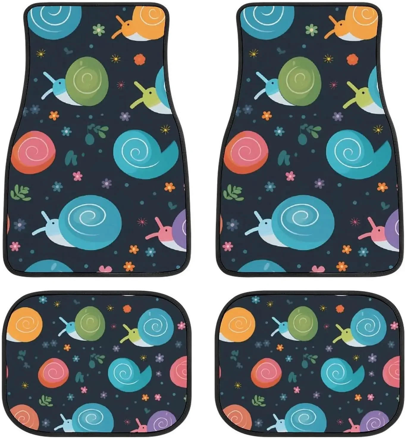 

Kawaii Snails 4 Pcs Car Floor Mats Vehicle Front Rear Carpets Universal Car Rugs Fit Most Car