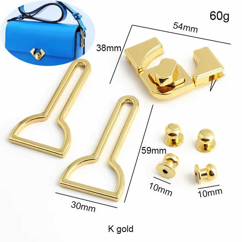 1-5Sets K Gold,Satin Gold,Chrome Metal Closure Locks Clasp Buckle Replacement Bags Shoulder Purse Handbags DIY Craft Accessories