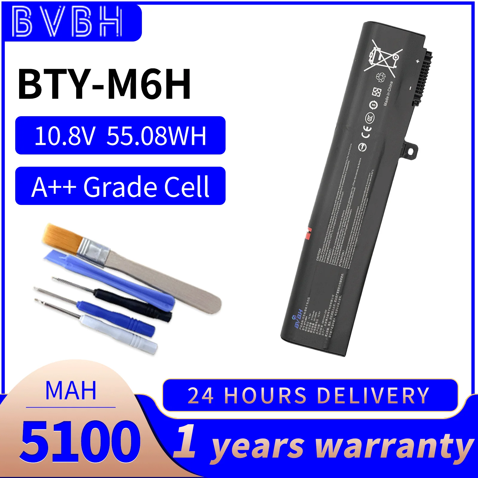 BVBH BTY-M6H Laptop Battery for MSI GE62 GE72 GP62 GP72 GL62 GL72 Battery GP62VR GP72VR PE60 PE70 MS-16J2 16J3 1792 Thinkpad