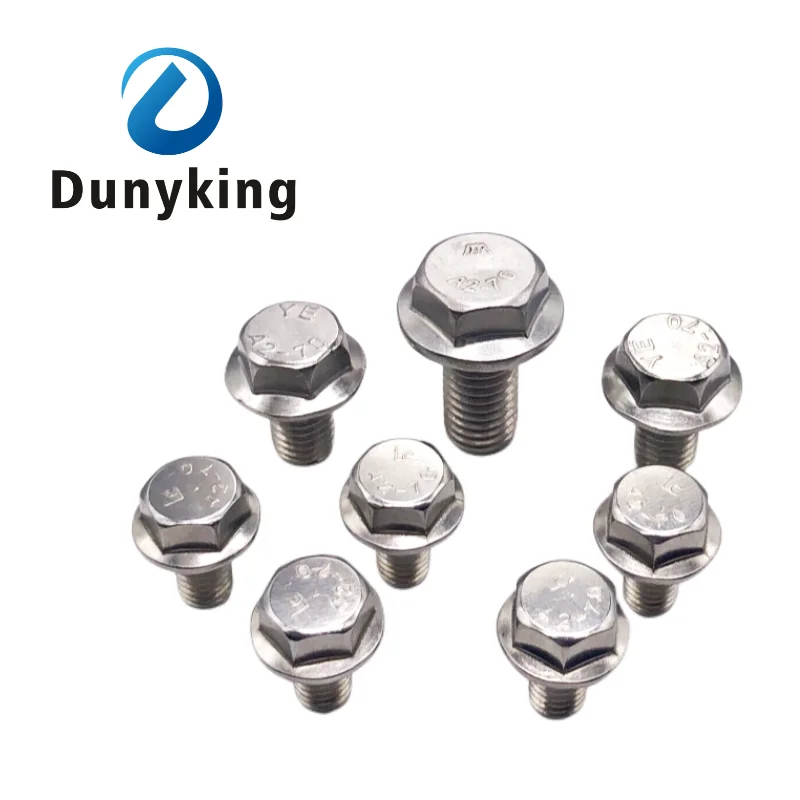 1/10pcs M5 M6 M8 M10 M12 A2-70 304 Stainless Steel GB5787 Hexagon Head with Serrated Flange Cap Screw Hex Washer Head Bolt