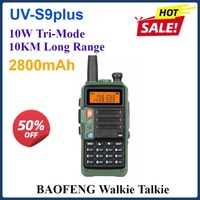 2800mAh UV-S9Plus BAOFENG Portable Walkie Talkie UV-10plus Two Way Radios 10W Tri-Band 10KM Long Range CB Radio UV-5R Upgraded