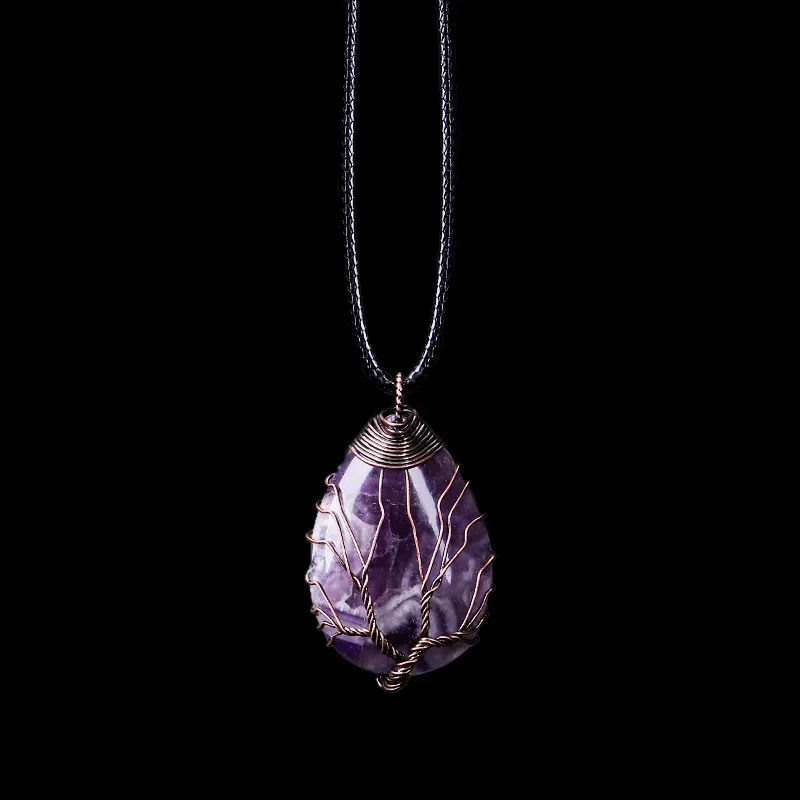 Baum des Lebens 7-Chakra-Halskette mit natürlichem Edelstein, Kristall-Energie-Heilung, handgefertigte Anhänger-Halskette, Yoga-Schmuck, Vintage für Frauen – Detail 9