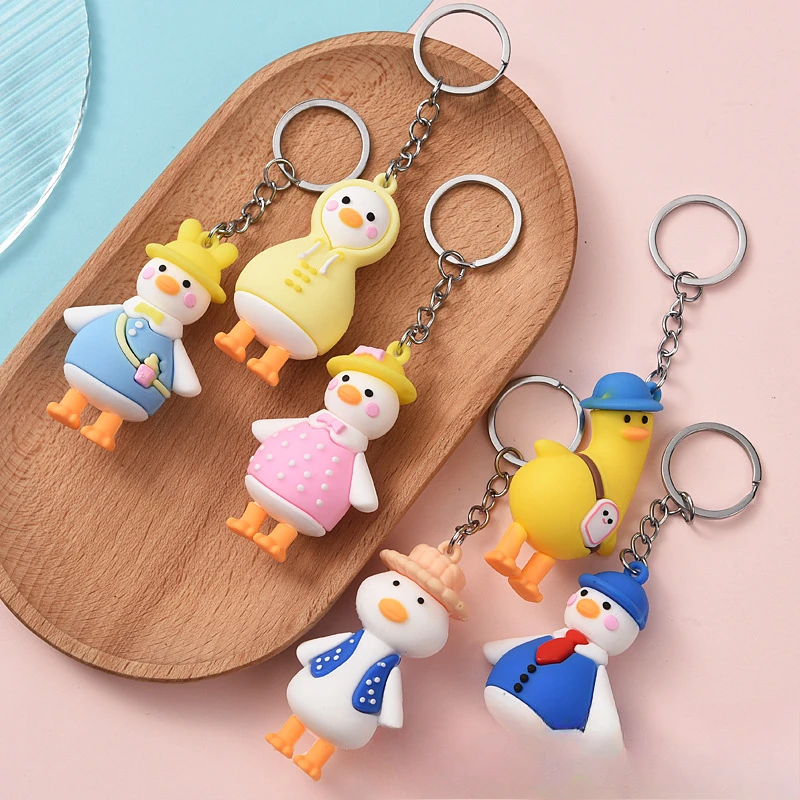 Cartoon pendant crooked neck duck student schoolbag pendant car little yellow duck