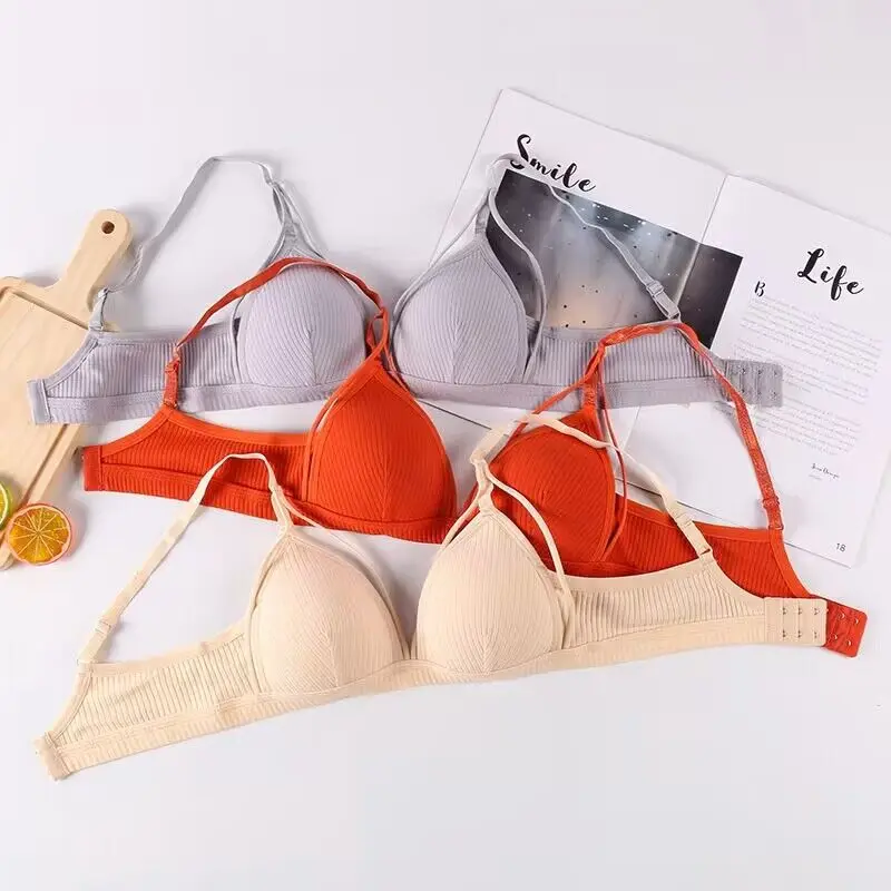 Sexy Women Bra Wire Free Brassiere Push Up Lingerie French Triangle Cup Bra Underwear Thread Top Female Intimates Bralette