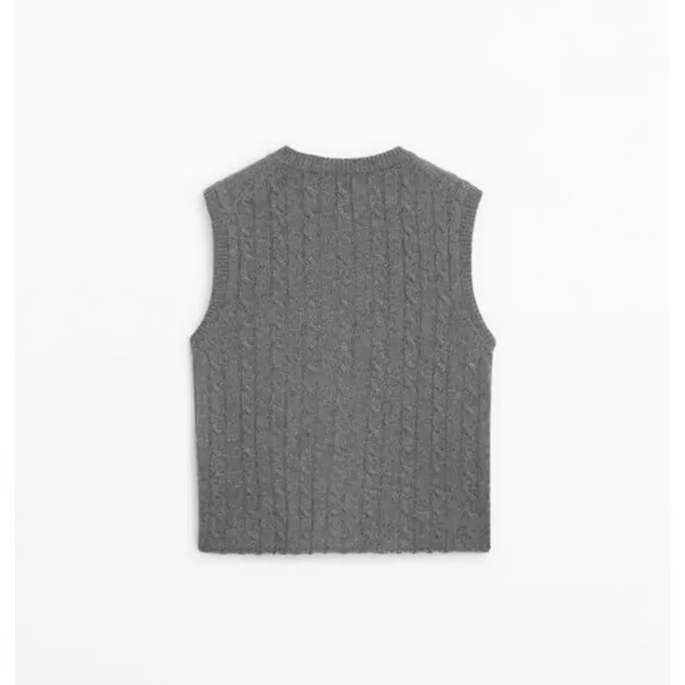 ZARA-Gilet court sans manches pour femme, col rond, coupe couvertes, tricot fleuri, monochrome, promo, automne et hiver, nouvel article