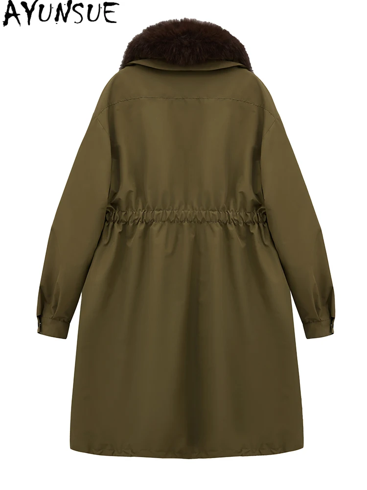 AYUNSUE witte ganzendons jas dames winterkleding 2025, lange geul voor dames, vossenbontkraag, nieuw in jassen bestaто Жqish