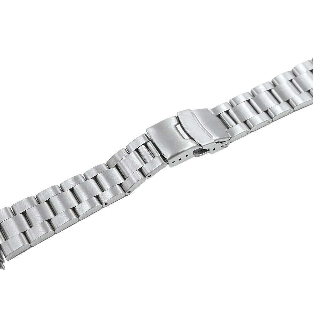 Watch Band For Seiko 20mm 22mm Stainless Steel Bracelet Curved End Hollow Solid Links Replacement Strap Double Push Clasp Oyster