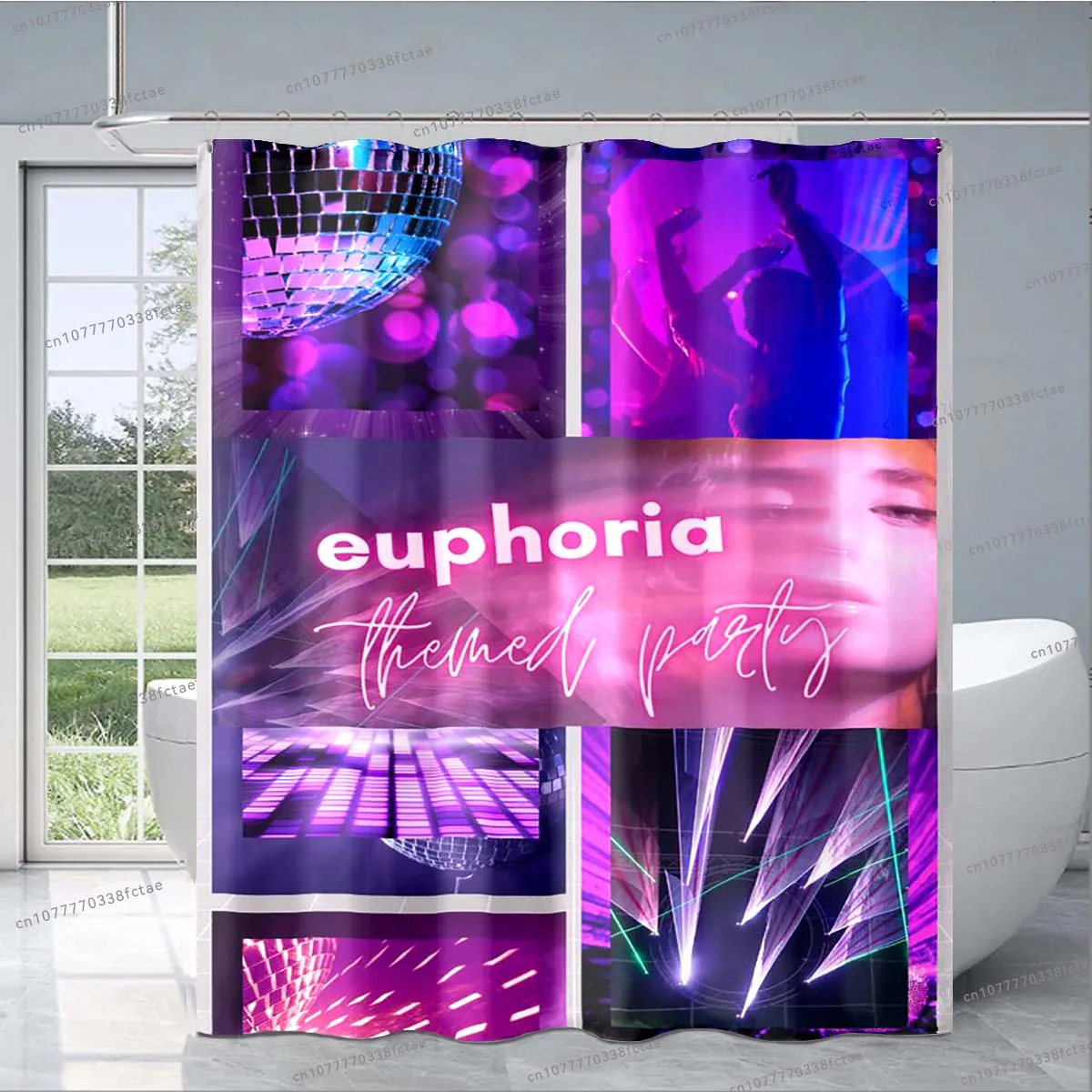 ستارة استحمام بنمط تلفزيون eipporia ، نمط كولاج ، ديكور حمام أرجواني ، هدية للكبار والأطفال