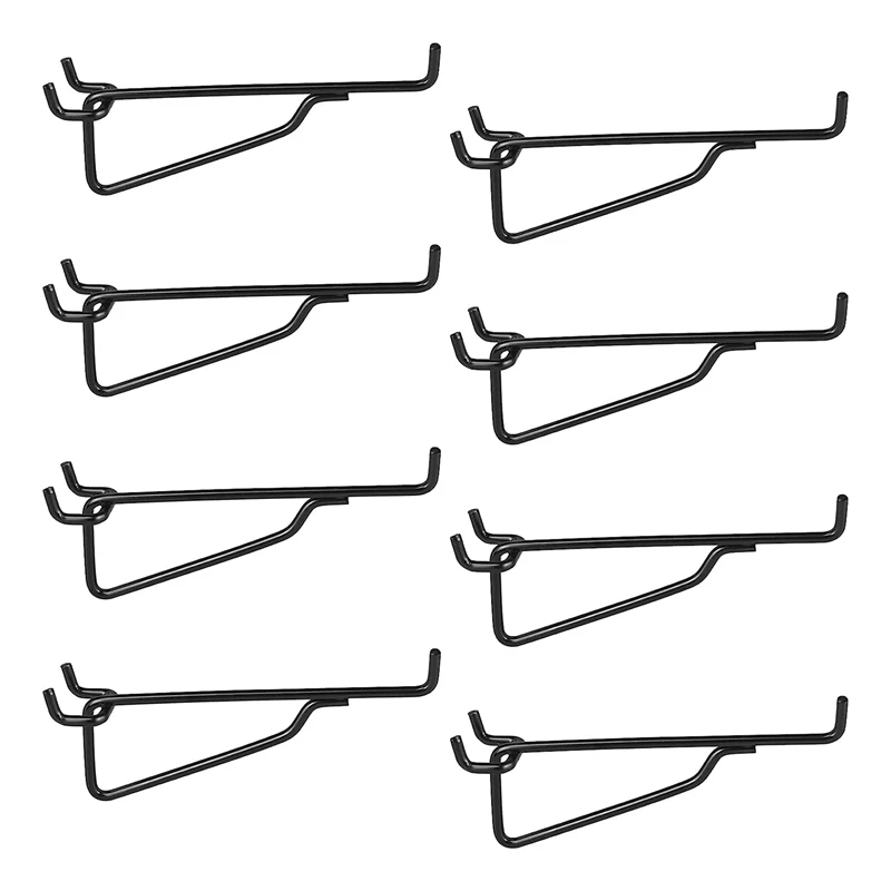 Peg Board Shelf Hooks, 8PACK 6In Metal Utility Hook Set, Peg Board Organizer For Garage Workbench Art Craft Room Office Durable