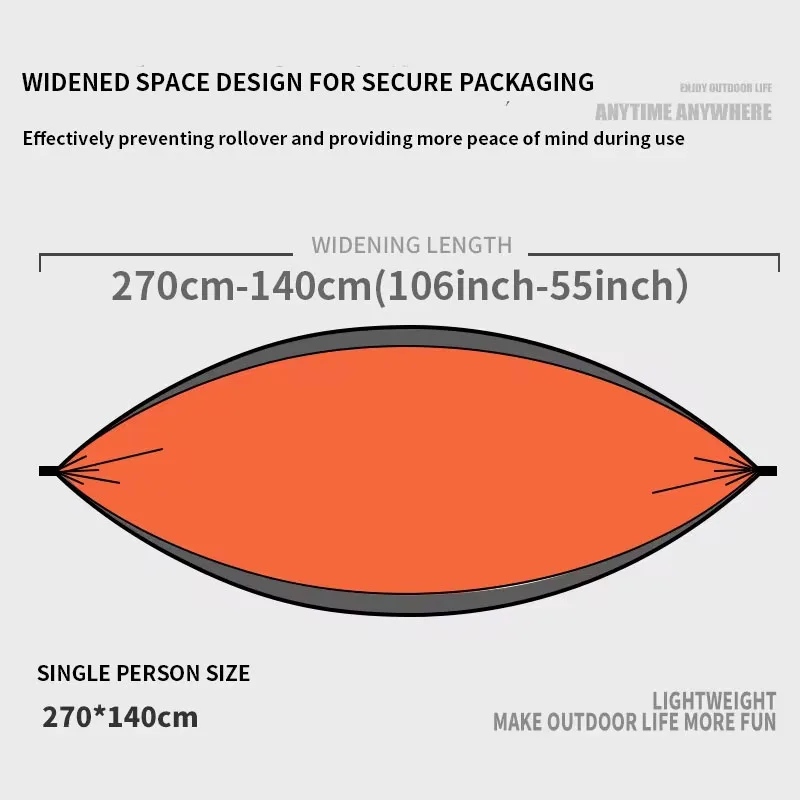 Outdoor Camping Hammock High Strength Parachute Fabric Portable with Nylon Color Matching Hammock Hang Bed Swing Load Capacity