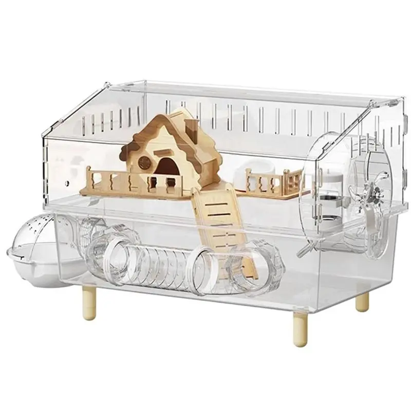 【JOUR DE LA GRÂCE DE DIEU】Cage pour hamster en acrylique à 2 couches, pour l'intérieur et l'extérieur, adaptée à l'observation e
