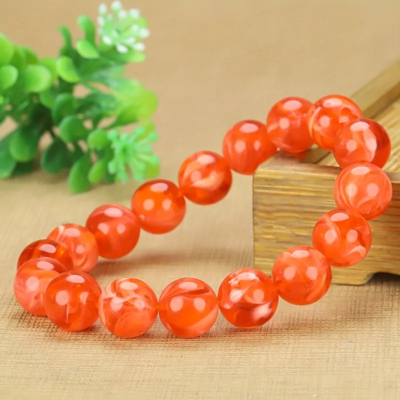 

Beeswax Round Bead Bracelet, Gold Amber Safflower Beeswax Chicken Oil Beeswax Round Bead Men's and Women's Bracelets.