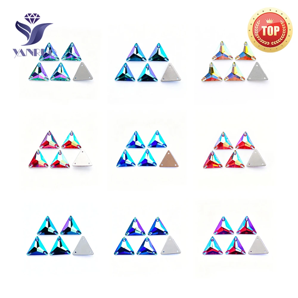 YANRUO 3270 Triangle AB Top Sew-On Diamond Crystal Craft Flatback Strass Decor for DIY Clothing Gems Fashion Jewelry Making