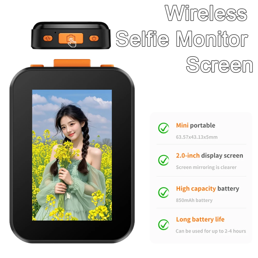 

Магнитный экран монитора для селфи мобильного телефона для смартфона, задняя камера, селфи, видеоблог, прямая трансляция для iPhone, Android, Bluetooth