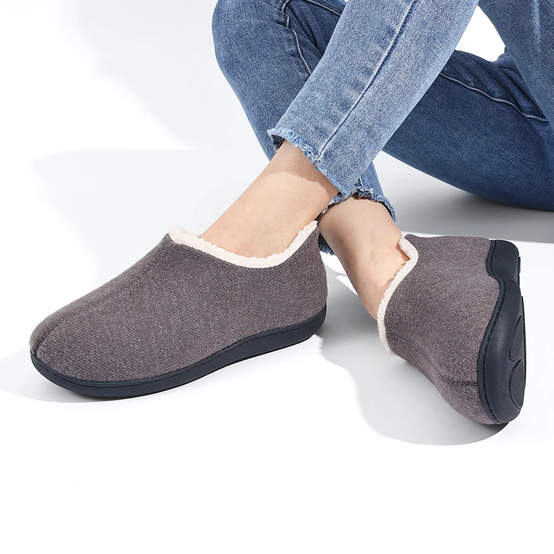 Shevalues Damen Winter Baumwollschuhe Warme Fleece-Gefütterte Indoor-Outdoor Fell-Hausschuhe Rutschfeste Gummisohlen Herren Flauschige Hausschuhe – Detail 12