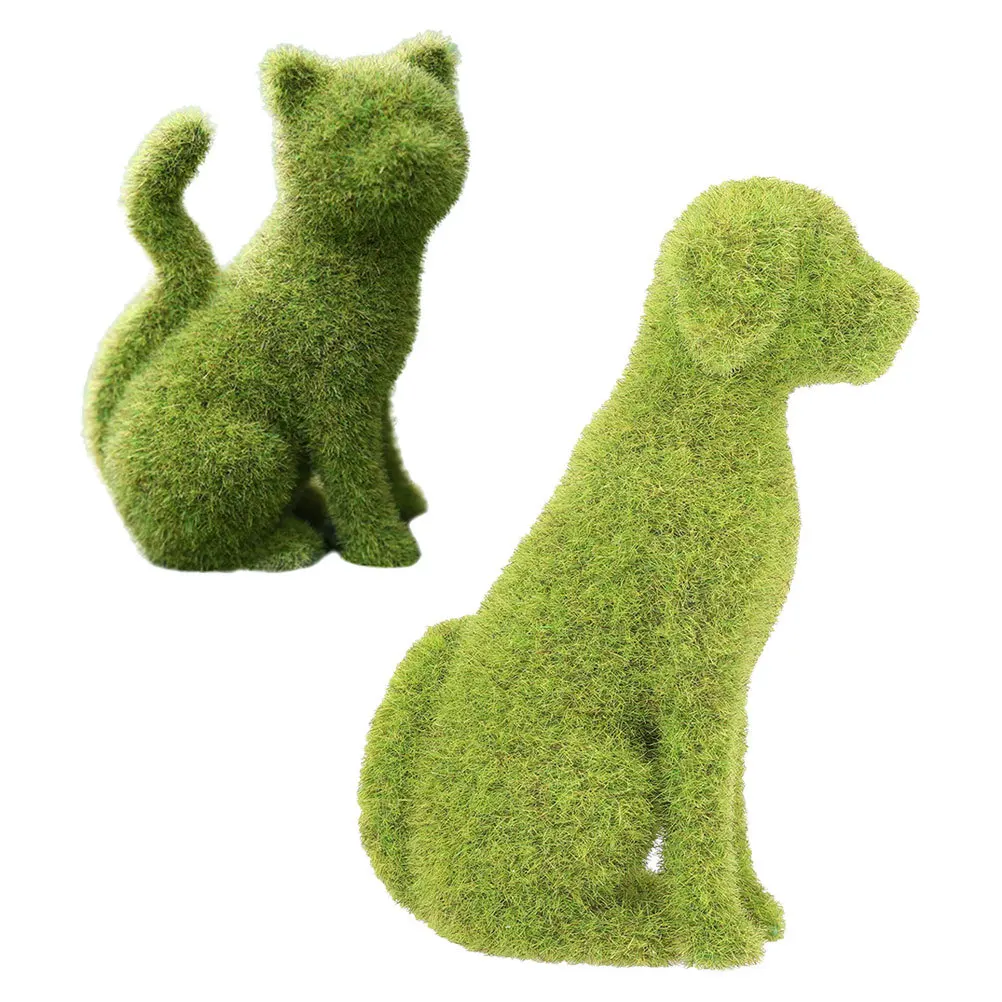 

2 шт. флокированная статуя животного для открытого сада, газона, украшения балкона, моделирование, аксессуары для сада для домашних животных