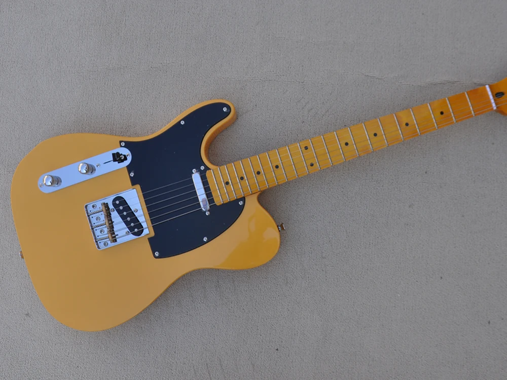 

Left Hand Yellow 6 Strings Electric Guitar with Maple Fretboard ,22 Frets,Customizable